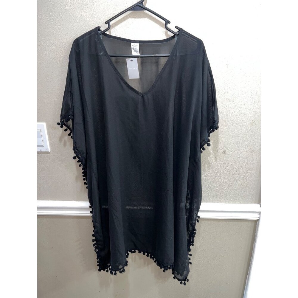 Womens West Loop Black Swimsuit Cover-Up One Size Fits Most Beach/Pool Wear